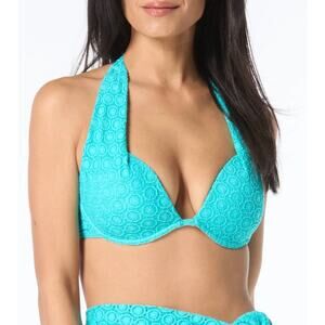 Coco Reef Aqua Marine Crochet Cameo Push Up UW Halter Bikini Top 16 40D NWT